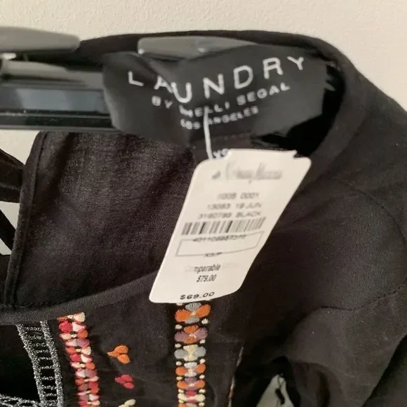 NWT Laundry Shelli Segal Embroidered BOHO Top - Picture 3 of 6